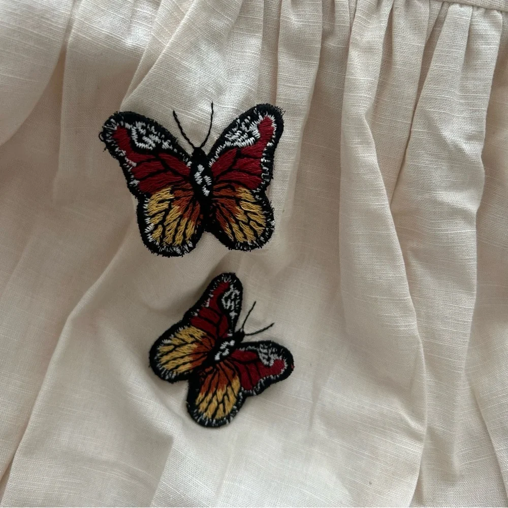 Agua by Agua Bendita Lima Monarca Crema Linen Maxi butterfly Dress, small - Picture 11 of 12